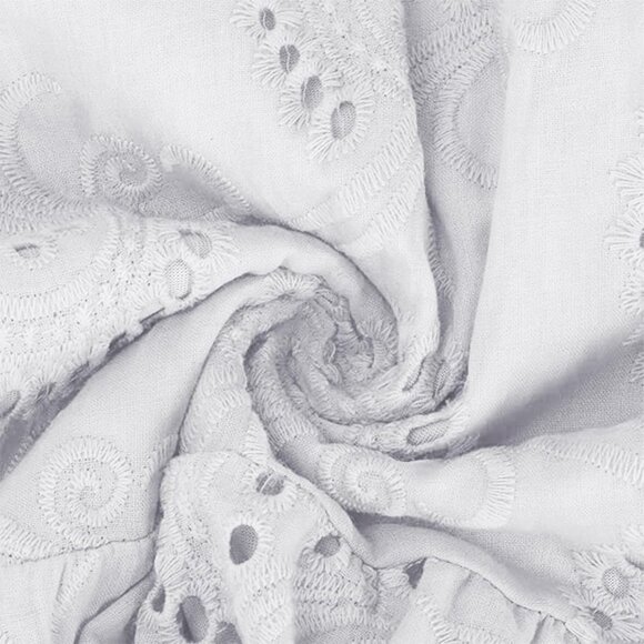 Women's Lace Maxi Dress Cotton Eyelet V Neck Tiered Swing Hem Casual Wear - Picture 5 of 5